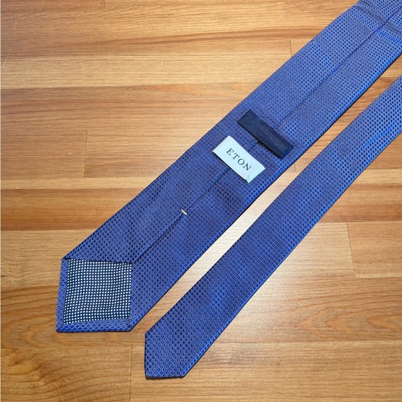 ETON Men's Geometric 100% Silk Tie Blue Purple Career to Cocktails Rich Luster - Picture 12 of 13